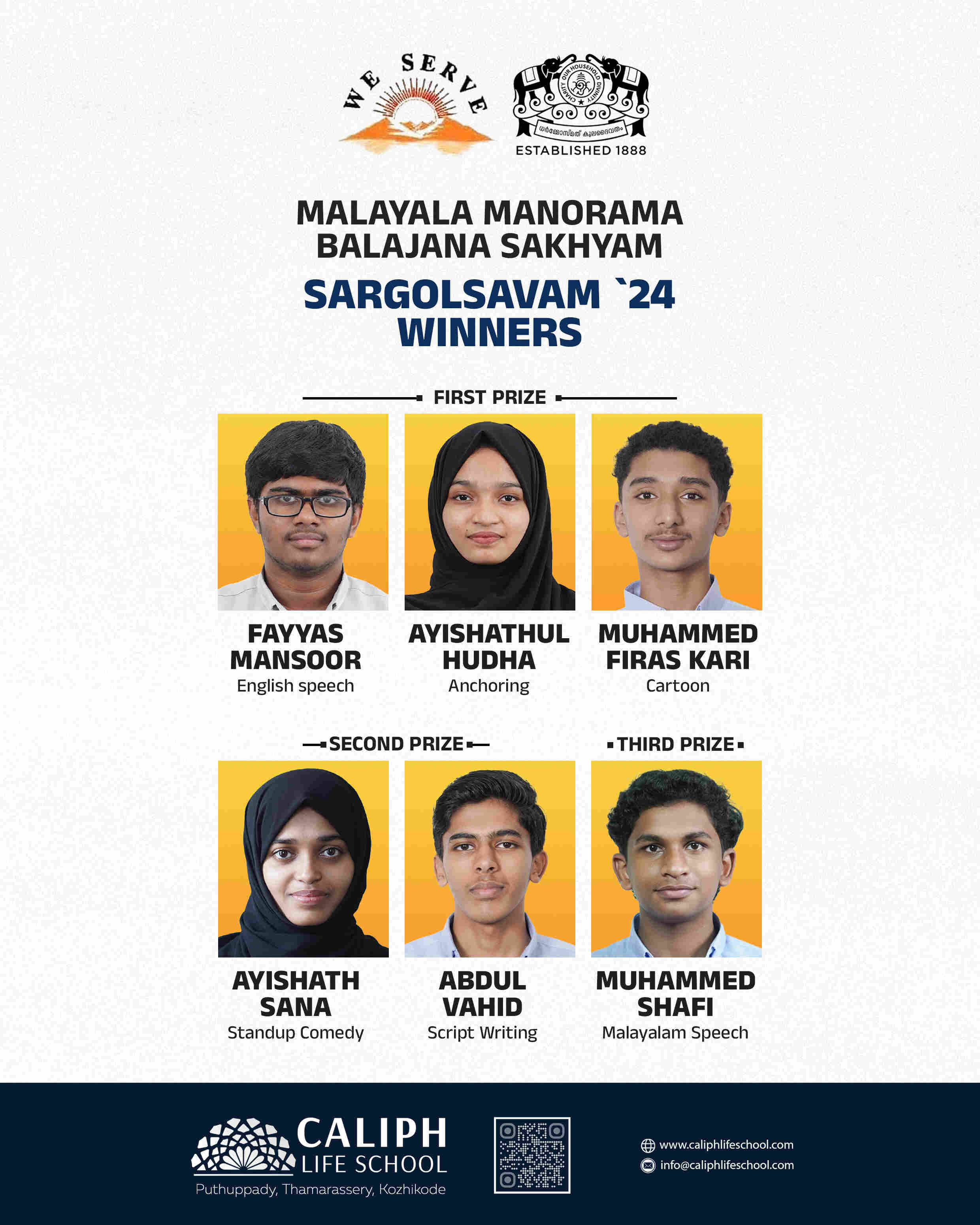WINNERS OF KOZHIKODE DIST MANORAMA BALAJANASAKHYAM SARGOLSAVAM